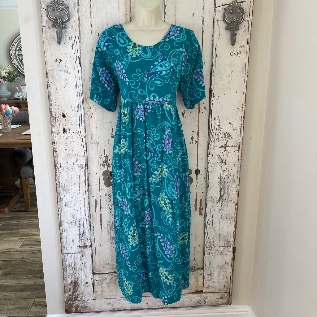 Diane Von Furstenberg Vintage Womans Sz Small Medium Turquoise Blue Purple Dress